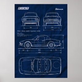 Blueprint fiat dino 2400 spider poster
