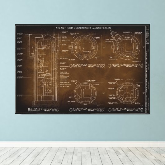 Blueprint First U.S. ICBM Nuklear Missile c. 1962 Leinwanddruck (Insitu (Holzboden))