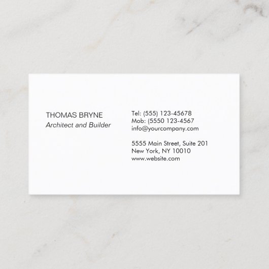Blueprint für kommerziell Builder Architect Visitenkarte (Rückseite)