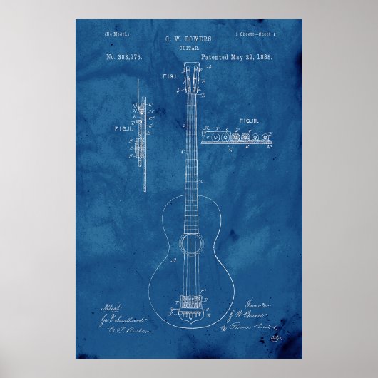 Blueprint Guitar Patent Poster (Vorne)