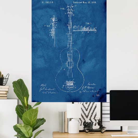 Blueprint Guitar Patent Poster (Heimbüro)