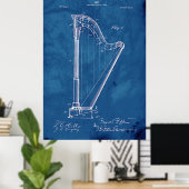 Blueprint Harp Patent Poster (Heimbüro)