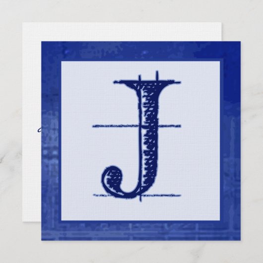 Blueprint J Mit Monogramm Hochzeitseinladungen Einladung (Vorne/Hinten)