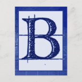 Blueprint Letter "B" Typography Banner Card Postkarte (Vorderseite)
