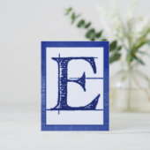 Blueprint Letter "E" Typografy Banner Card Postkarte (Stehend Vorderseite)