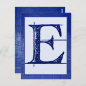 Blueprint Letter "E" Typografy Banner Card Postkarte (Vorne/Hinten)