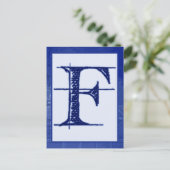 Blueprint Letter "F" Typografy Banner Card Postkarte (Stehend Vorderseite)