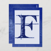 Blueprint Letter "F" Typografy Banner Card Postkarte (Vorne/Hinten)