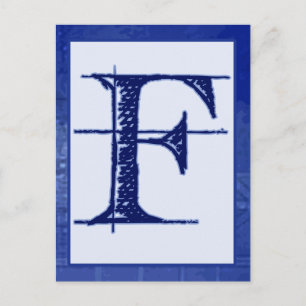 Blueprint Letter "F" Typografy Banner Card Postkarte