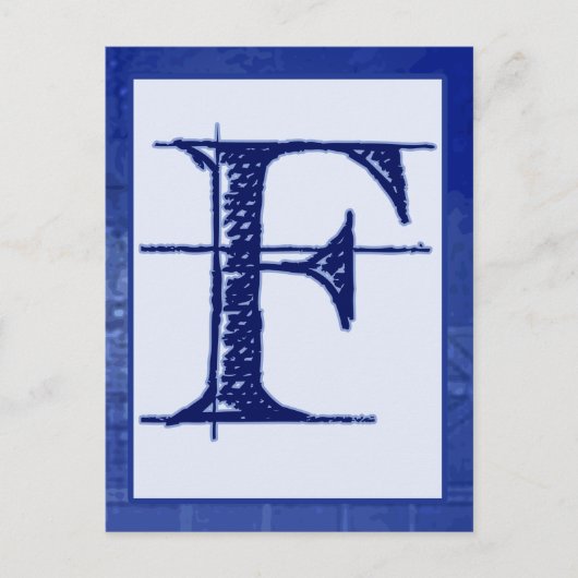 Blueprint Letter "F" Typografy Banner Card Postkarte (Vorderseite)
