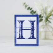 Blueprint Letter "H" Typografy Banner Card Postkarte (Stehend Vorderseite)