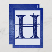 Blueprint Letter "H" Typografy Banner Card Postkarte (Vorne/Hinten)