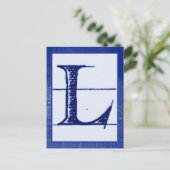Blueprint Letter "L" Typography Banner Card Postkarte (Stehend Vorderseite)