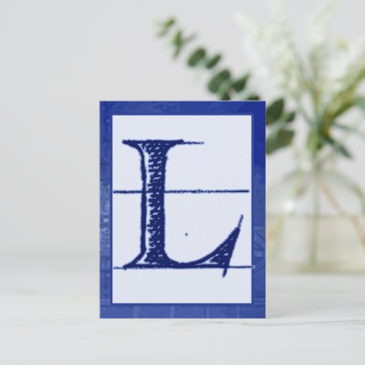 Blueprint Letter "L" Typography Banner Card Postkarte (Stehend Vorderseite)