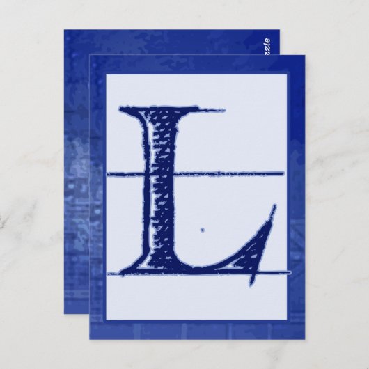 Blueprint Letter "L" Typography Banner Card Postkarte (Vorne/Hinten)