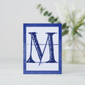 Blueprint Letter "M" Typography Banner Card Postkarte (Stehend Vorderseite)