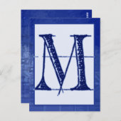 Blueprint Letter "M" Typography Banner Card Postkarte (Vorne/Hinten)