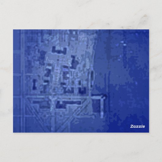 Blueprint Letter "M" Typography Banner Card Postkarte (Rückseite)