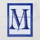 Blueprint Letter "M" Typography Banner Card Postkarte (Vorderseite)