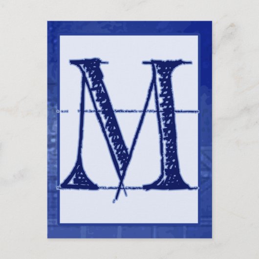 Blueprint Letter "M" Typography Banner Card Postkarte (Vorderseite)