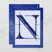 Blueprint Letter "N" Typografy Banner Card Postkarte (Vorne/Hinten)