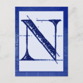 Blueprint Letter "N" Typografy Banner Card Postkarte (Vorderseite)