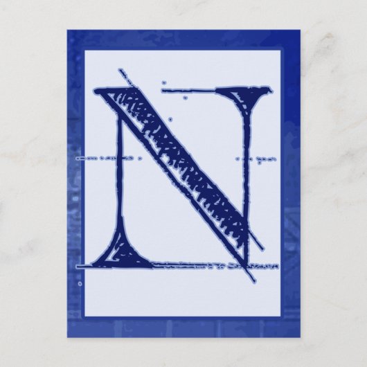Blueprint Letter "N" Typografy Banner Card Postkarte (Vorderseite)