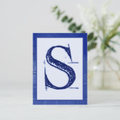 Blueprint Letter "S" Typografy Banner Card Postkarte (Stehend Vorderseite)