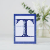 Blueprint Letter "T" Typografy Banner Card Postkarte (Stehend Vorderseite)