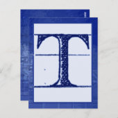Blueprint Letter "T" Typografy Banner Card Postkarte (Vorne/Hinten)