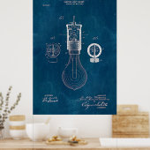 Blueprint Light Bulb Patent Poster (Küche)