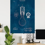 Blueprint Light Bulb Patent Poster (Heimbüro)