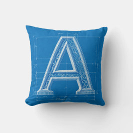 Blueprint Monogram Letter A Kissen