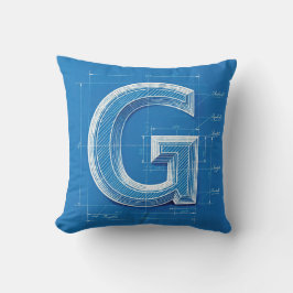 Blueprint Monogram Letter G Kissen