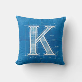 Blueprint Monogram Letter K Kissen
