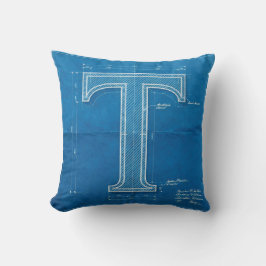 Blueprint Monogram Letter T Kissen