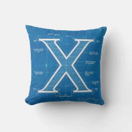Blueprint Monogram Letter X Kissen