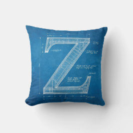 Blueprint Monogram Letter Z Kissen