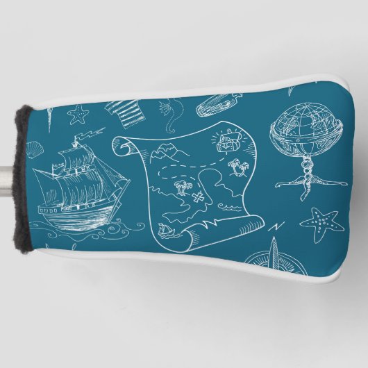 Blueprint Nautical Graphic Pattern Golf Headcover (Vorderseite)