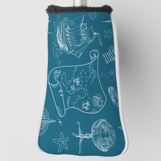 Blueprint Nautical Graphic Pattern Golf Headcover (Rotieren 90)