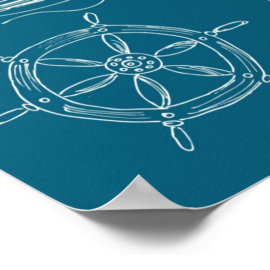 Blueprint Nautical Graphic Pattern Poster (Ecke)