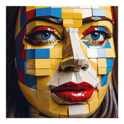 "Blueprint of Humanity" - ein kubistisches Portrai Fotodruck (Vorne)