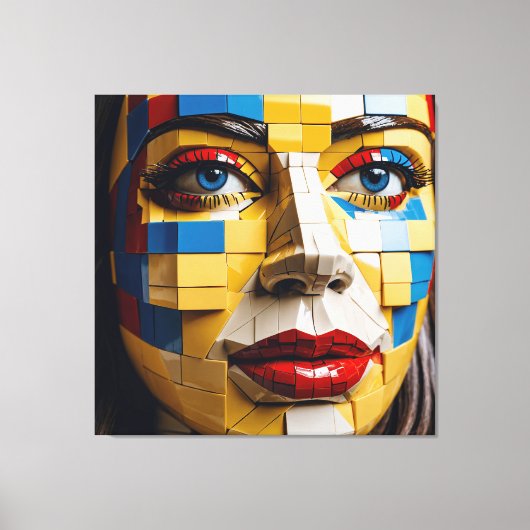 "Blueprint of Humanity" - ein kubistisches Portrai Leinwanddruck (Vorderseite)