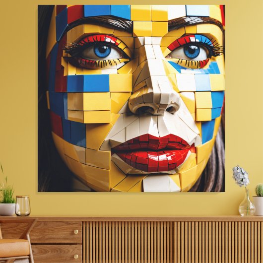 "Blueprint of Humanity" - ein kubistisches Portrai Leinwanddruck (Insitu (Wohnzimmer))