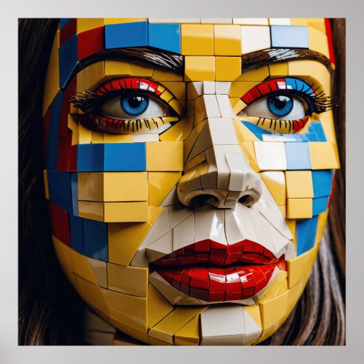 "Blueprint of Humanity" - ein kubistisches Portrai Poster (Vorne)