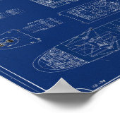 Blueprint of Lake Freighter SS War Dance Print Poster (Ecke)