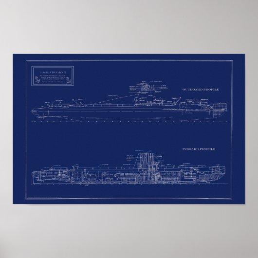 Blueprint of Submarine U.S.S. Croaker Poster (Vorne)