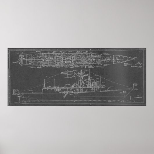 Blueprint of USS Rodney M. Davis FFG-60 Poster (Vorne)