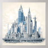 Blueprint Style Design of a City Poster (Vorne)