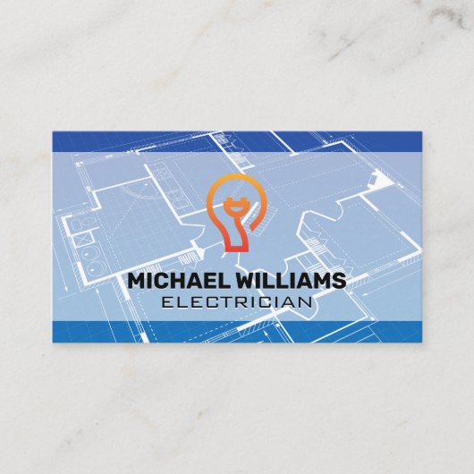 Blueprint | Symbol für den elektrischen Stecker de Visitenkarte (Vorderseite)